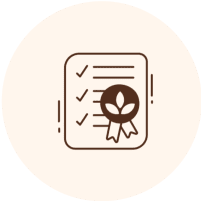 Checklist with a badge and leaf icon.