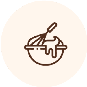 Whisk and mixing bowl icon.